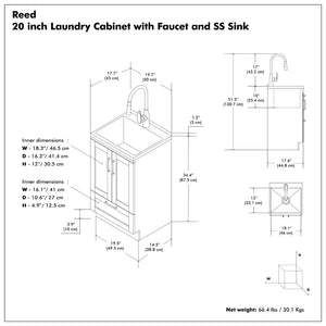 English Elm Darwin Stainless Steel Utility Sink with Shaker Cabinet for Laundry and Garage B136P427210