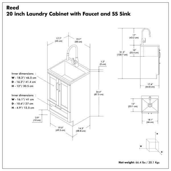 English Elm Darwin Stainless Steel Utility Sink with Shaker Cabinet for Laundry and Garage B136P427210