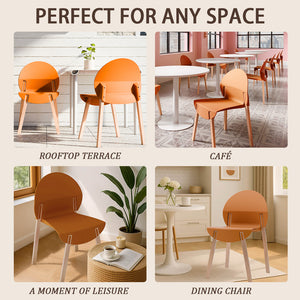 English Elm 4-PackTropical Orange Chairs with Solid Red Oak Legs, Ergonomic PP Seat, 330lb Strength, Easy-Clean W3450P322871