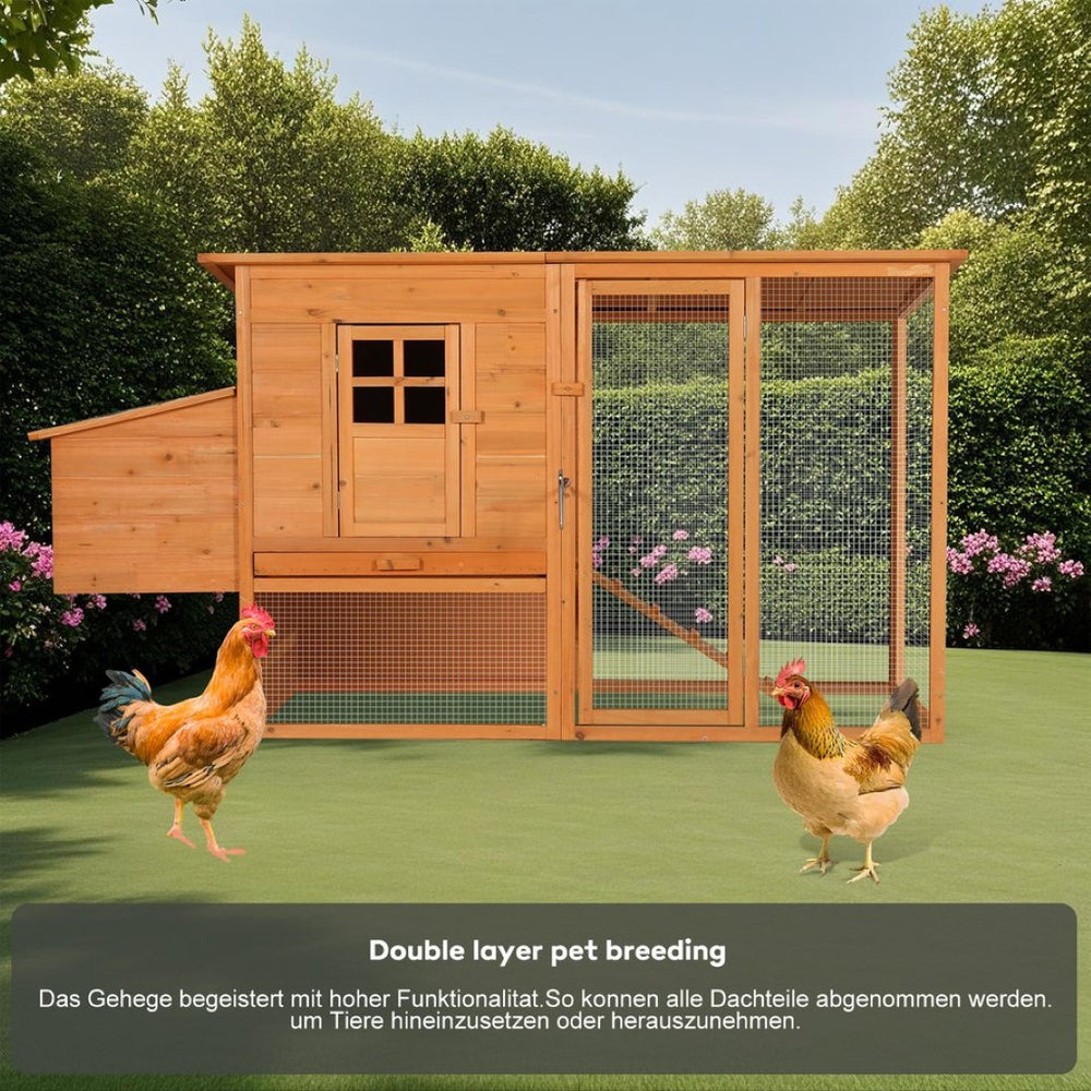 English Elm Extra-large Fir Wood Backyard Chicken Coop with Waterproof Roof and Predator Proof Run W3921S00002