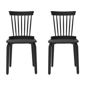 English Elm Dining Windsor Chairs Set of 2 - Farmhouse Black Spindle Back Rubberwood Seating for Kitchen Dining Room, Classic Curved Design W76091625