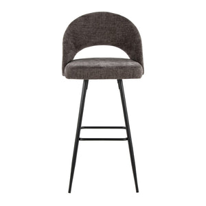 English Elm Fixed-height Metal Frame Barstools with Upholstered Seats and Geometric Footrest Set of 2 Dark Grey B202S01938