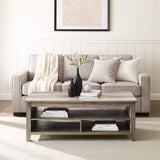 English Elm Walker Edison - Coastal Grooved Panel Coffee Table With Lower Shelf – Grey Wash