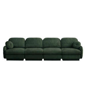 English Elm 137"chenille Cloud Sofa Deep Seat Four Seater with Quilted Cushions for Living Room Green W714S01771