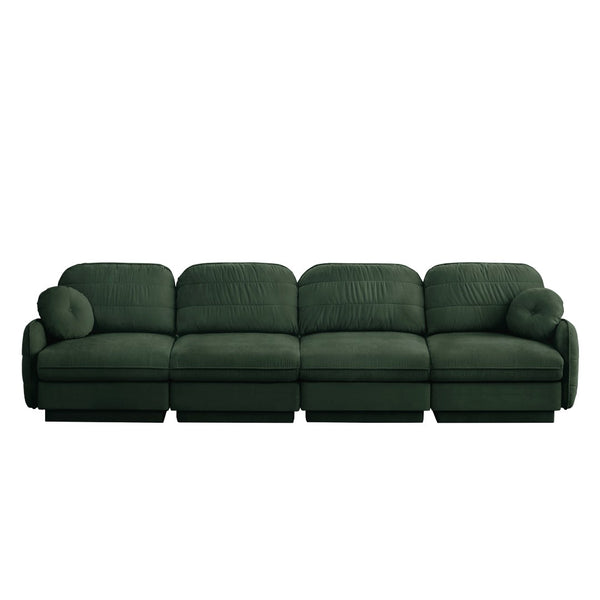 English Elm 137"chenille Cloud Sofa Deep Seat Four Seater with Quilted Cushions for Living Room Green W714S01771