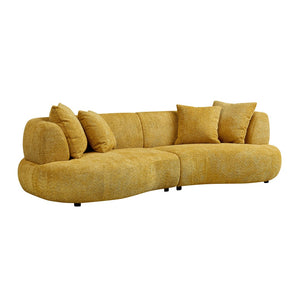 English Elm 102.36 Inch Curved Boucle Sectional Sofa Four Seat Mid Century Modern Living Room W2582S00179
