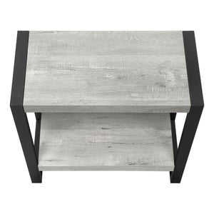 English Elm Accent C-Shaped Side Table with Reclaimed Wood-Look Top and Sleek Metal Frame for Small Spaces Grey 28 L x 15 W x 9 H B2710P219145