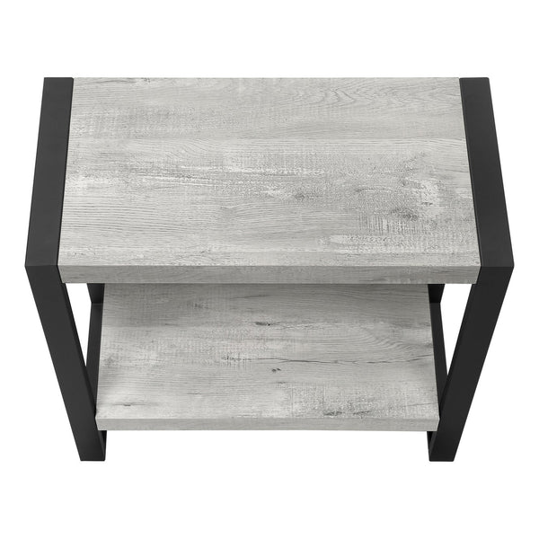 English Elm Accent C-Shaped Side Table with Reclaimed Wood-Look Top and Sleek Metal Frame for Small Spaces Grey 28 L x 15 W x 9 H B2710P219145