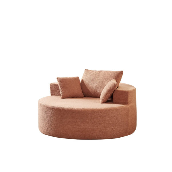English Elm 55"l Teddy Fleece Round Chaise Chair Plush Foam Seating for Modern Living Rooms Orange W1669P368393