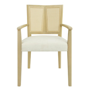English Elm Christopher Knight Home® - ARM Mid-Century Dining Chair with Rattan Back & Upholstered Foam Seat, Solid Rubberwood Frame Beige,Natural Ash N771P254005A