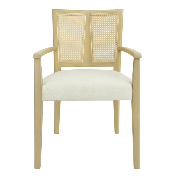 English Elm Christopher Knight Home® - ARM Mid-Century Dining Chair with Rattan Back & Upholstered Foam Seat, Solid Rubberwood Frame Beige,Natural Ash N771P254005A