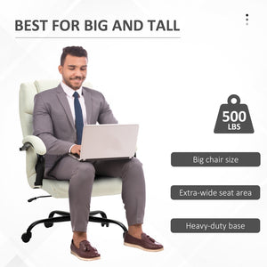 English Elm Vinsetto Big And Tall Office Chair - Ergonomic Executive Seat, Adjustable Height, Cream Linen Finish W2225P217954-GIGA