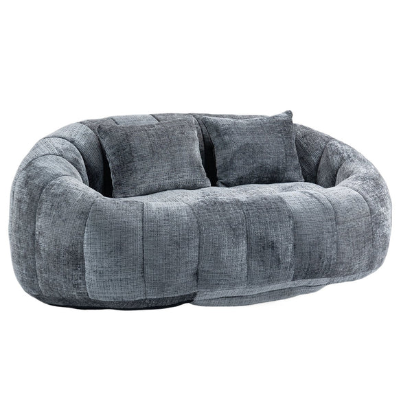 English Elm Bean Bean Bag Sofa High-Density Memory Foam Two-Seater Lounger High Back Chenille Cozy Support Gray W395P181439
