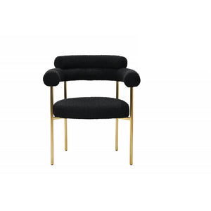 English Elm Set of 2 Boucle Fabric Kitchen Dining Chair with Armrest, Sleek Stainless Steel Frame, Cream Finish Black+Gold 53 L x 28 W x 12 H B011P353078