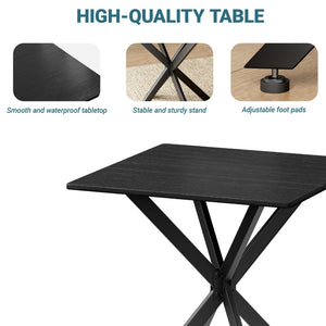 English Elm Rustic Square End Table Steel X Frame Base Wood Grain Top for Living Room or Office Black W1820P404206