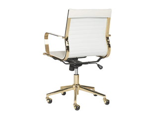 Sunpan Jessica Office Chair - Glamorous Faux Leather Design with Polished Gold Frame for Stylish Mobility Snow