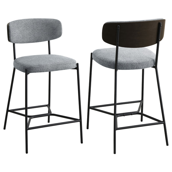 English Elm Joy Counter Height Bar Stool Set of 2 — Modern Curved Back Support, Geometric Metal Footrest, Durable Frame Grey B062P299863