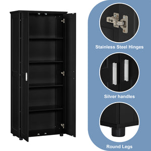 English Elm Storage Compact Two-Door Cabinet with Adjustable Shelf, Anti-Tip Safety, MDF Durability for Home Organizing Black WF323346AAB