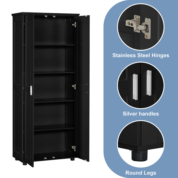 English Elm Storage Compact Two-Door Cabinet with Adjustable Shelf, Anti-Tip Safety, MDF Durability for Home Organizing Black WF323346AAB