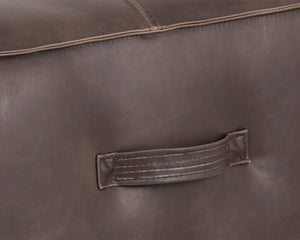 Sunpan Aspen Ottoman - Stylish Faux Leather Cube with Decorative Handle for Modern Spaces, 21" Square Havana Dark Brown