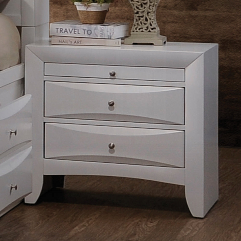 English Elm 1pc White Nightstand with Dovetail Joinery, 2 Drawers & Pull-Out Tray, Beveled Fronts, 26"W x 17"D B2741P321721