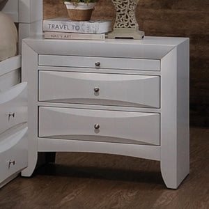 English Elm 1pc White Nightstand with Dovetail Joinery, 2 Drawers & Pull-Out Tray, Beveled Fronts, 26"W x 17"D B2741P321721
