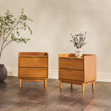 20" Solid Wood 2-Drawer Nightstand - Set of 2 Caramel LEEB4CCA-2PK Walker Edison