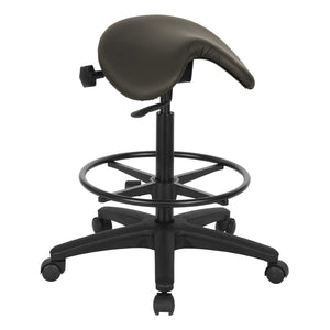 OSP Home Furnishings Backless Saddle Stool Ergonomic Pneumatic Height Adjustable Office Studio Task Seating Dillon Graphite ST205-R111