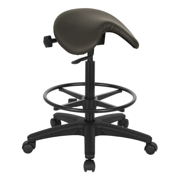 OSP Home Furnishings Backless Saddle Stool Ergonomic Pneumatic Height Adjustable Office Studio Task Seating Dillon Graphite ST205-R111