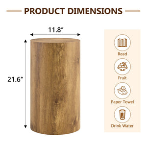 English Elm Simple Wood Grain Cylindrical Coffee Table – 11.8" Diameter For Modern, Industrial & Scandinavian Style W1151P361923-GIGA