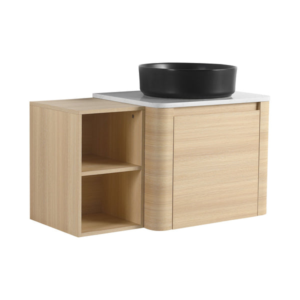 English Elm 36'' Wall-Mounted Bathroom Vanity With Artistic Ceramic Sink, Soft-Close Door & Space-Saving Storage W999S00468
