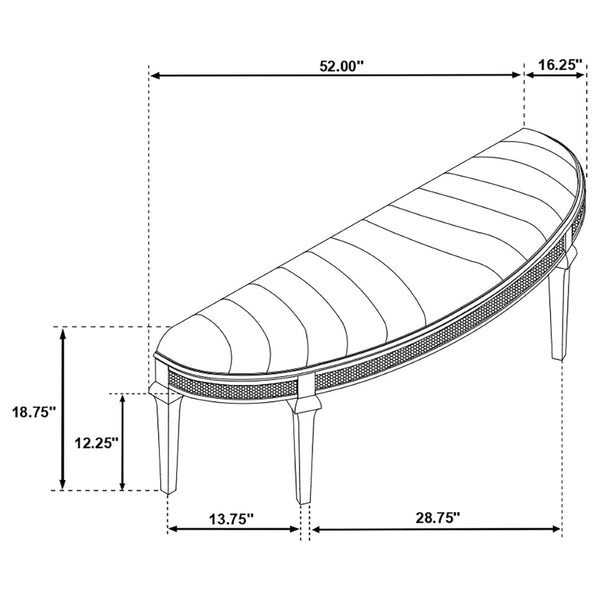 English Elm Colwood Channel Tufted Ivory Curved Bench with Tapered Legs for Bedroom Entryway B062P441145