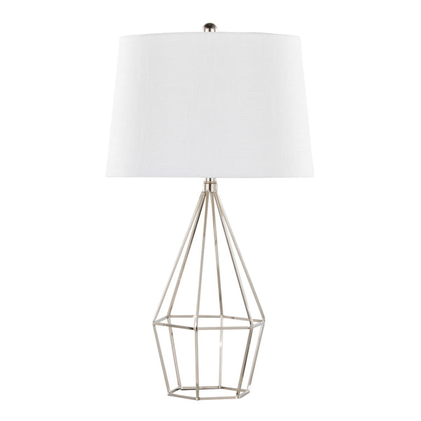 English Elm Diana Polished Nickel Table Lamp Set of 2 — 29" Contemporary Metal Lamps with Black Satin Empire Shade, 3-Way Switch B202P224112