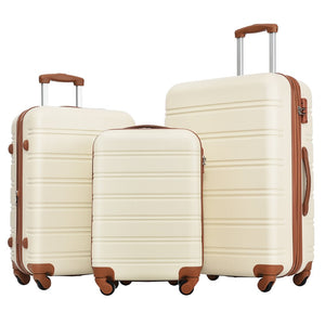 English Elm Hardshell 3 Piece Spinner Luggage Set with Tsa Lock Lightweight Abs Travel Suitcases Antique White PP191030AAK