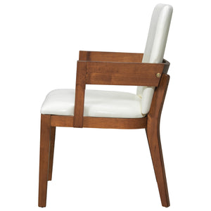 English Elm Modern Ergonomic PU Leather Dining Chairs Set of 2 with Reinforced Lumbar Support, Compact Style & Comfort Walnut,White N842P299017H