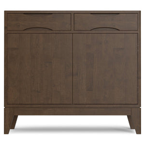English Elm Harper Solid Wood Entryway Cabinet with Drawers Walnut Finish Tapered Legs B136P436065