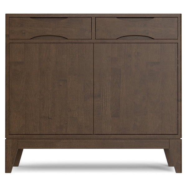 English Elm Harper Solid Wood Entryway Cabinet with Drawers Walnut Finish Tapered Legs B136P436065