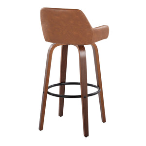 English Elm Daniella 30" Modern Fixed-Height Barstools With 360° Swivel, Walnut Wood & Camel Faux Leather - Set Of 2 B202S00555