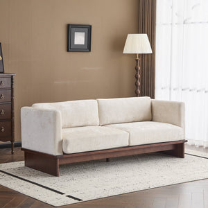 English Elm Christopher Knight Home® - 77 Modern 3-Seater Boucle Sofa with Solid Walnut Base, Square-Arm Design, Durable Breathable Fabric Beige N773IS00033B