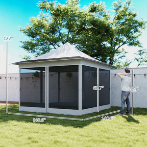 English Elm Adjustable Pop up Gazebo with Mesh Walls Oxford Fabric Canopy for Patio Garden T3971P426962