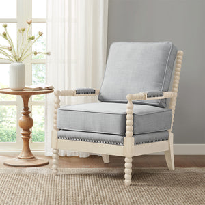 JLA Home Madison Park - Turned Wood Frame Armchair with Spindle Open-Back, Plush Foam Cushioning, Bronze Nailhead Trim, Timeless Appeal MP100-1242