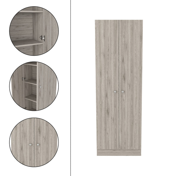 English Elm Multistorage Cabinet 71" H - Light Gray Two-Door Unit With 5 Adjustable Shelves For Versatile Storage B097132949
