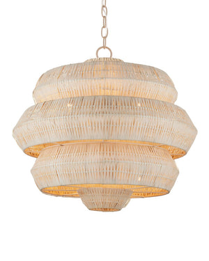 Currey & Company Antibes Grande White Chandelier - Stunning Bleached Rattan Design With 18 Lights For Bright Elegance Natural Rattan ,Wrought Iron 9000-1316-currey-company