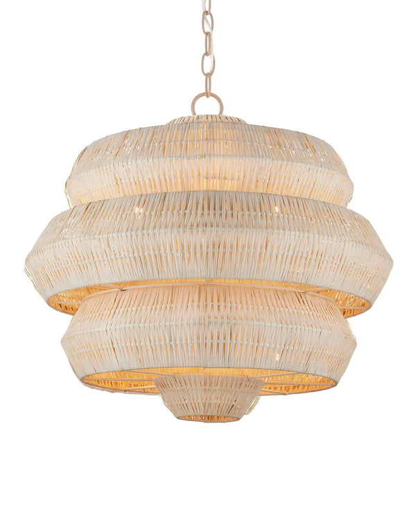 Currey & Company Antibes Grande White Chandelier - Stunning Bleached Rattan Design With 18 Lights For Bright Elegance Natural Rattan ,Wrought Iron 9000-1316-currey-company