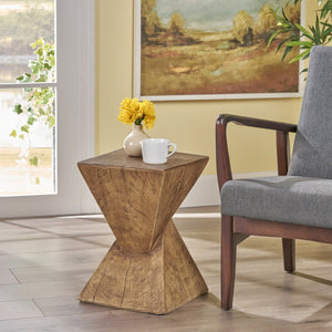 English Elm Christopher Knight Home® - TESS Modern Side Table with Sculptural Hourglass Design, Hand-Finished Accent for Indoor/Patio Spaces Natural N770P341402N