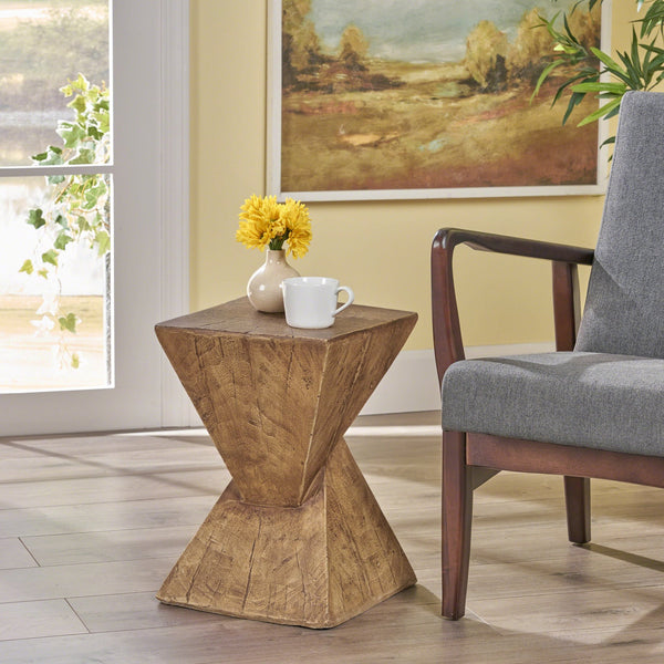 English Elm Christopher Knight Home® - TESS Modern Side Table with Sculptural Hourglass Design, Hand-Finished Accent for Indoor/Patio Spaces Natural N770P341402N