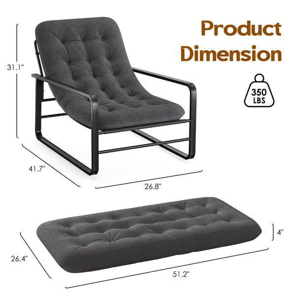 English Elm Accent Chair Plush Boucle Sherpa Upholstered Mid Century Reading Seat for Bedroom Grey T3623P411814