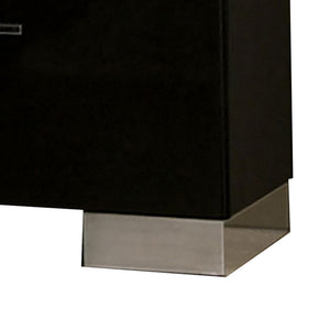 English Elm Wood and Metal Two Drawer Nightstand with Felt Lined Storage for Modern Bedrooms B056P416798