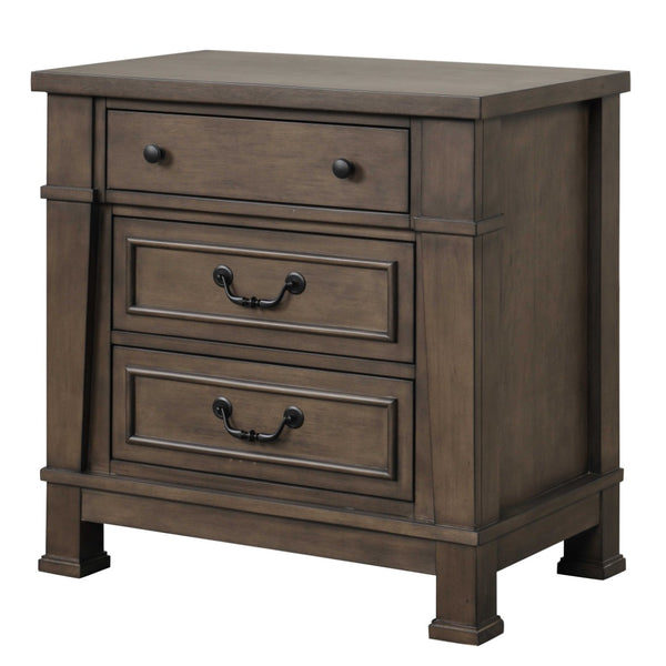 English Elm Transitional Dark Walnut Nightstand with Usb Charging Dovetail Drawers Bedroom B2741P435887