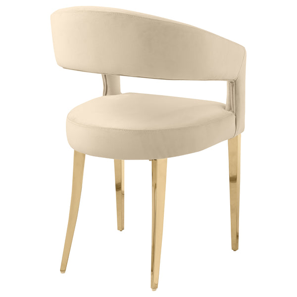 English Elm Rendina Velvet Upholstered Dining Armchair Set of 2 – Curved Open-Back Comfort with Luxe Foam Seating and Metal Frame Beige B062P299828
